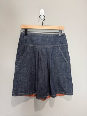 Rivamonti by Gunex Made in Italy Denim Pleated A-Line Skirt IT 40